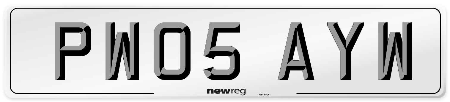 PW05 AYW Number Plate from New Reg